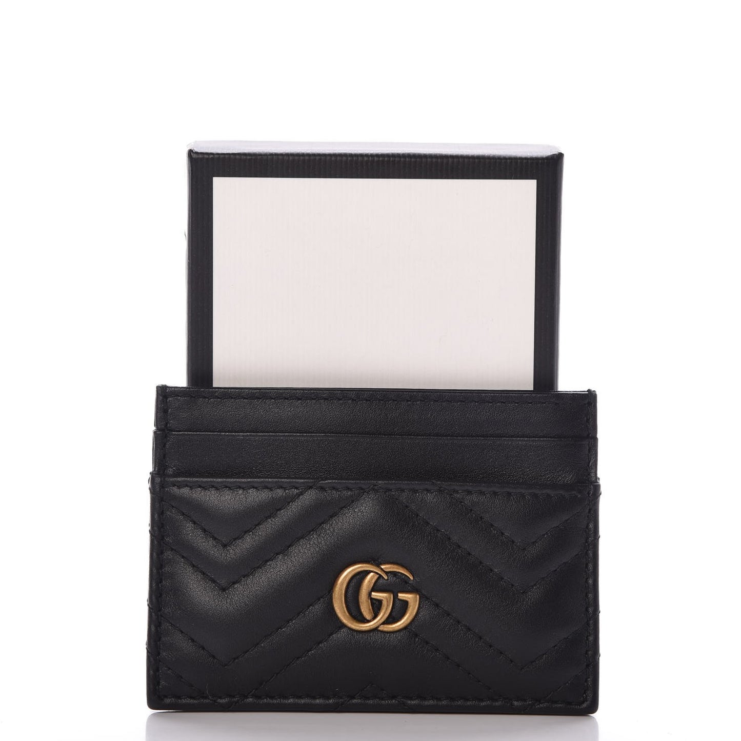 Calfskin Matelasse GG Marmont Card Holder Black