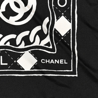 Chanel Silk CC Scrunchie and Scarf Hair Tie Set Black White 3 of 5