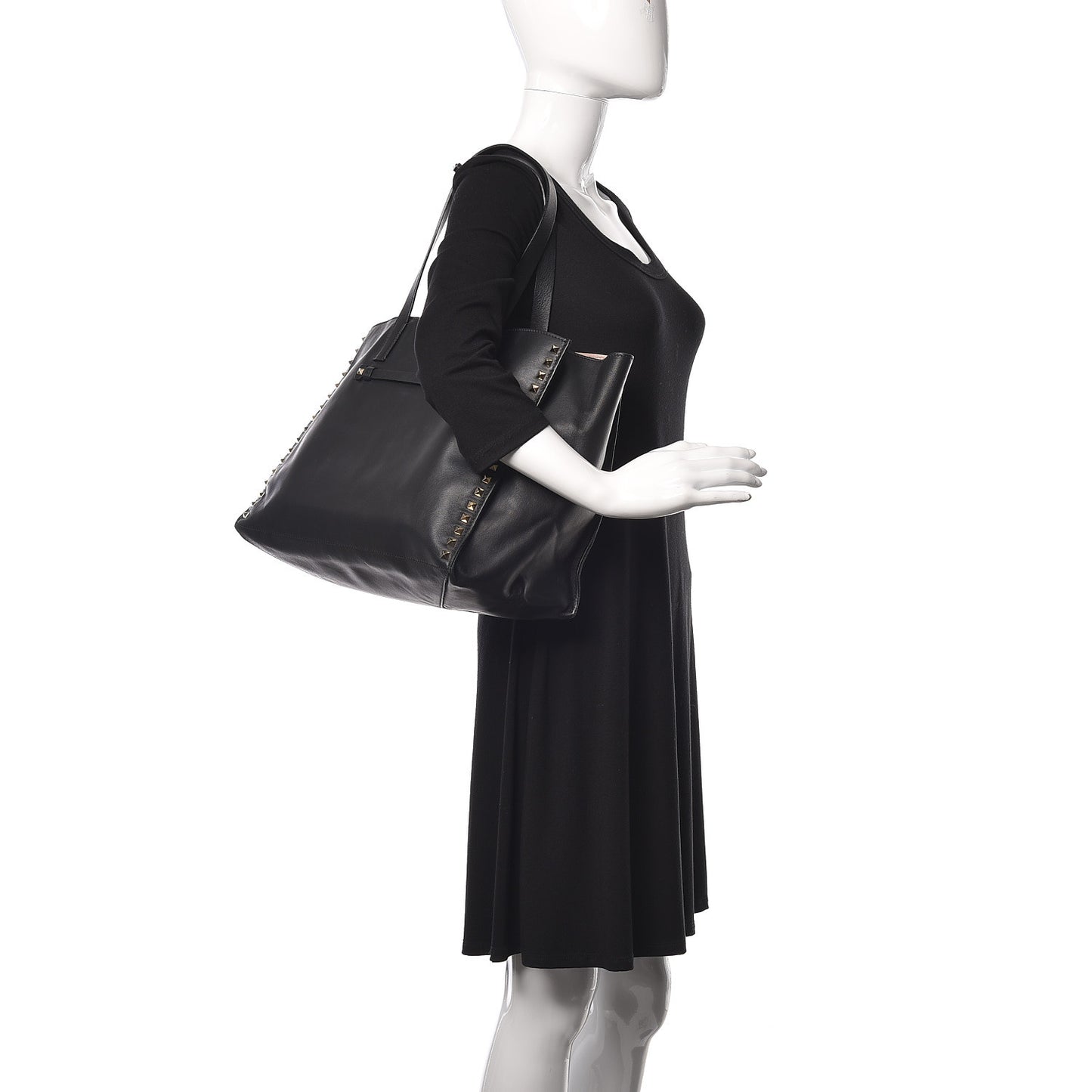 Nappa Medium Rockstud Soft Tote Black