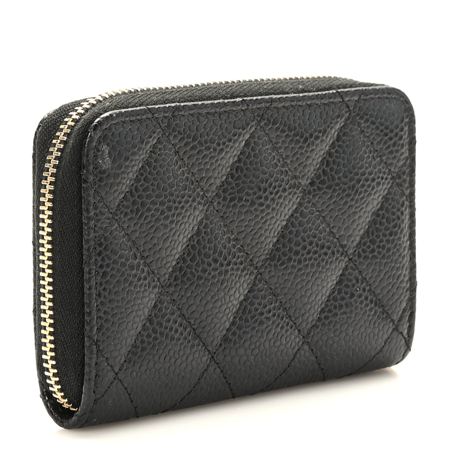 Caviar Quilted Classic Zipped Coin Purse Black