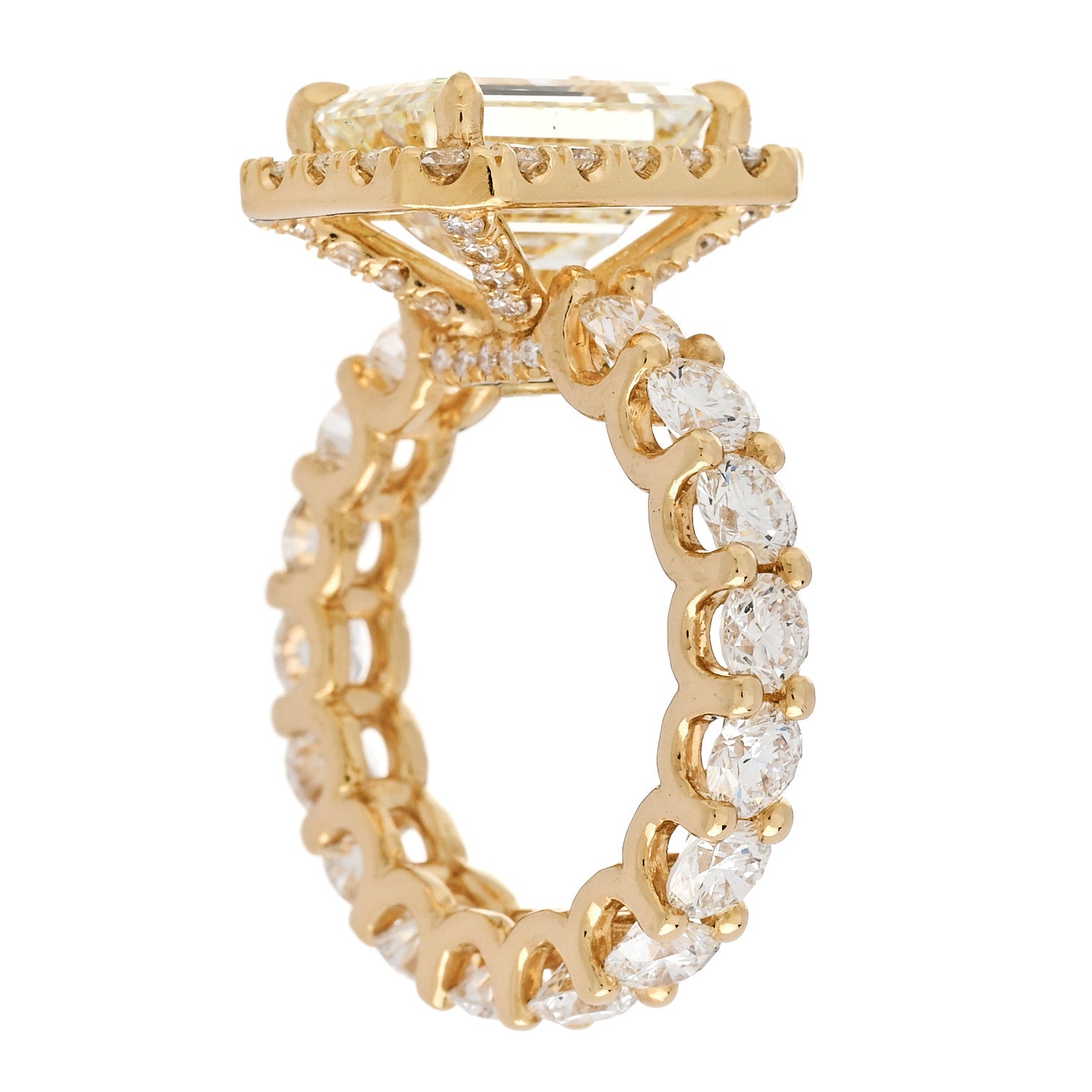 Parker & West by FASHIONPHILE 18K Yellow Gold Diamond 4.94ct Emerald Cut Halo Engagement Ring 51 5.75 6 of 9