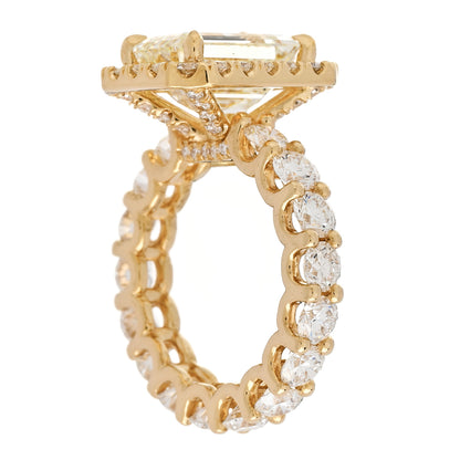 Parker & West by FASHIONPHILE 18K Yellow Gold Diamond 4.94ct Emerald Cut Halo Engagement Ring 51 5.75 6 of 9