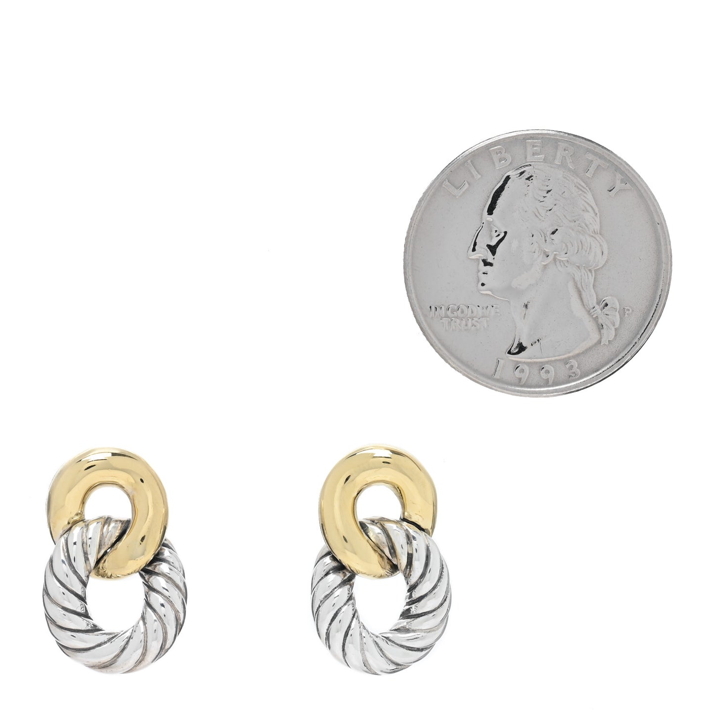 Sterling Silver 18K Yellow Gold Belmont Curb Link Drop Earrings