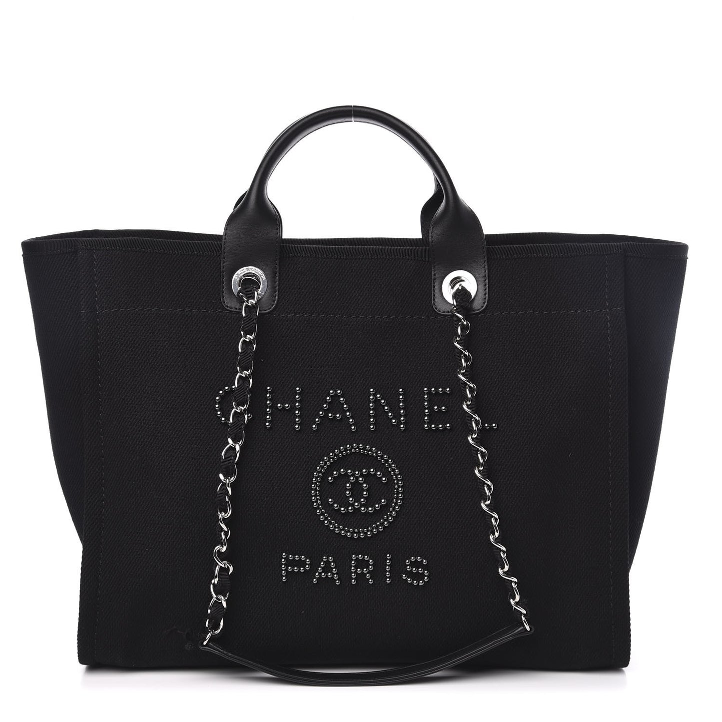 Canvas Pearl Medium Deauville Tote Black