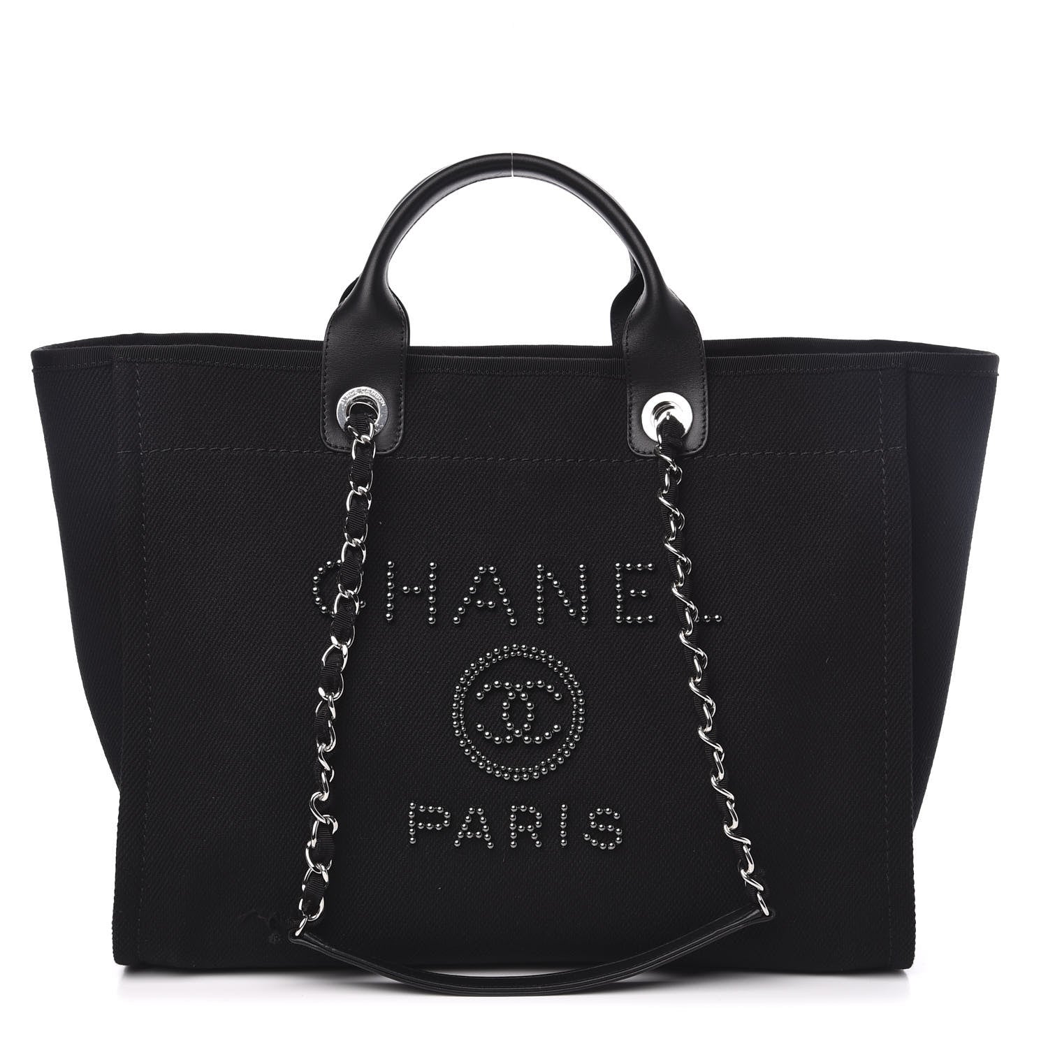 Chanel Canvas Pearl Medium Deauville Tote Black 1 of 12