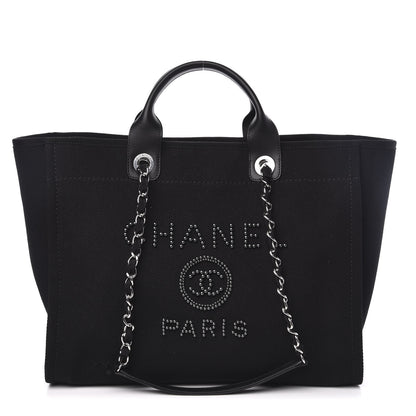 Chanel Canvas Pearl Medium Deauville Tote Black 1 of 12