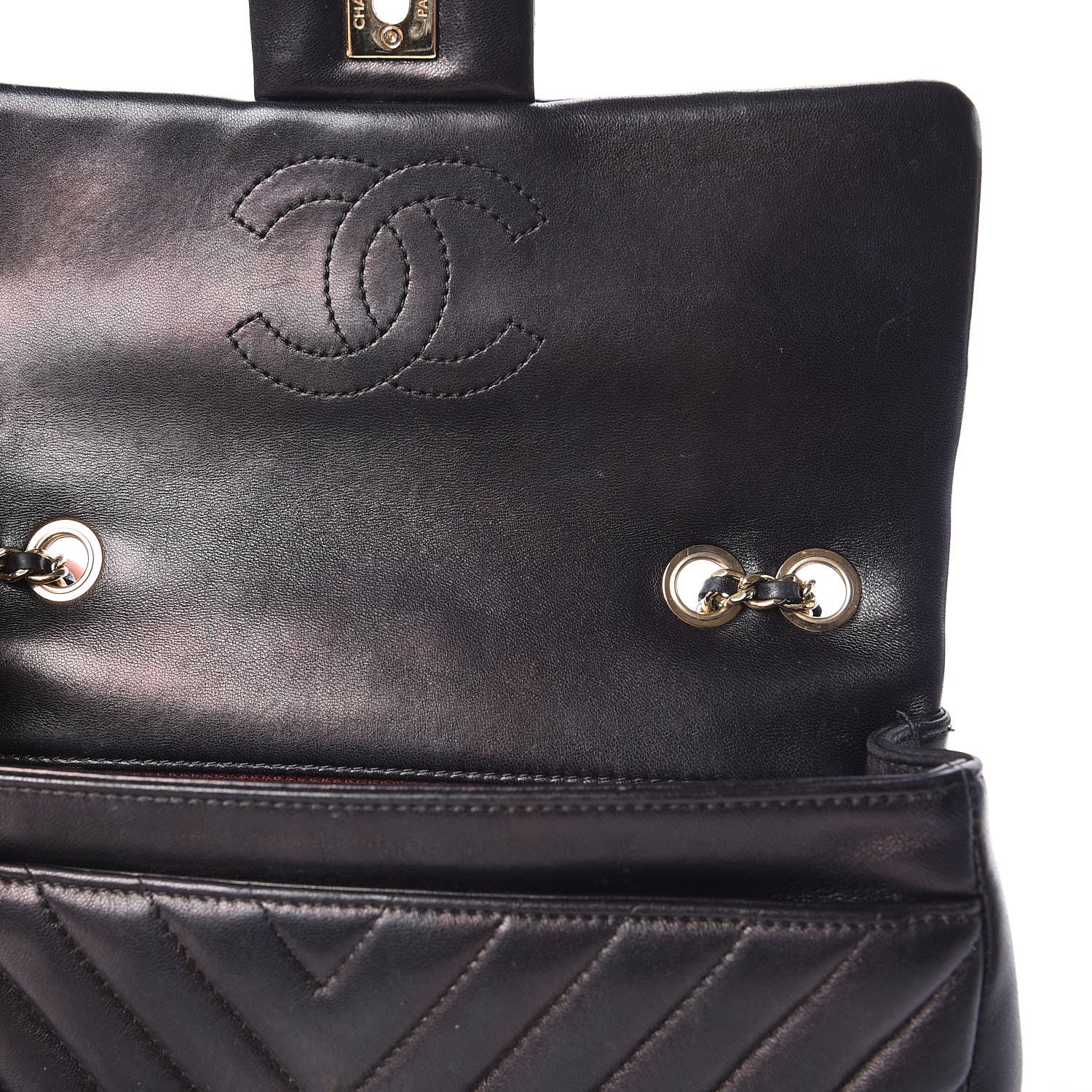 Chanel Lambskin Chevron Quilted Small Single Flap Black 14 of 15