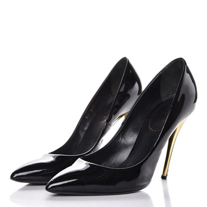 Saint Laurent Patent Calfskin Clara Pumps 38.5 Black 4 of 11