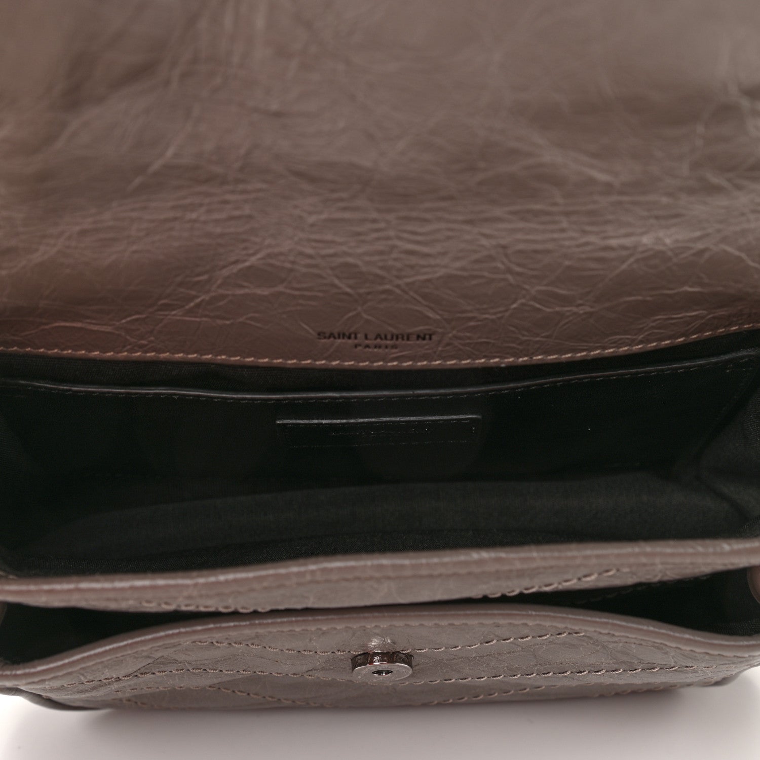 Saint Laurent Crinkled Calfskin Matelasse Monogram Baby Niki Chain Satchel Storm 5 of 9