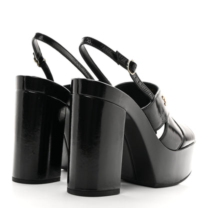 Chanel Crumpled Patent Lambskin Platform Sandals 40.5 Black 4 of 20