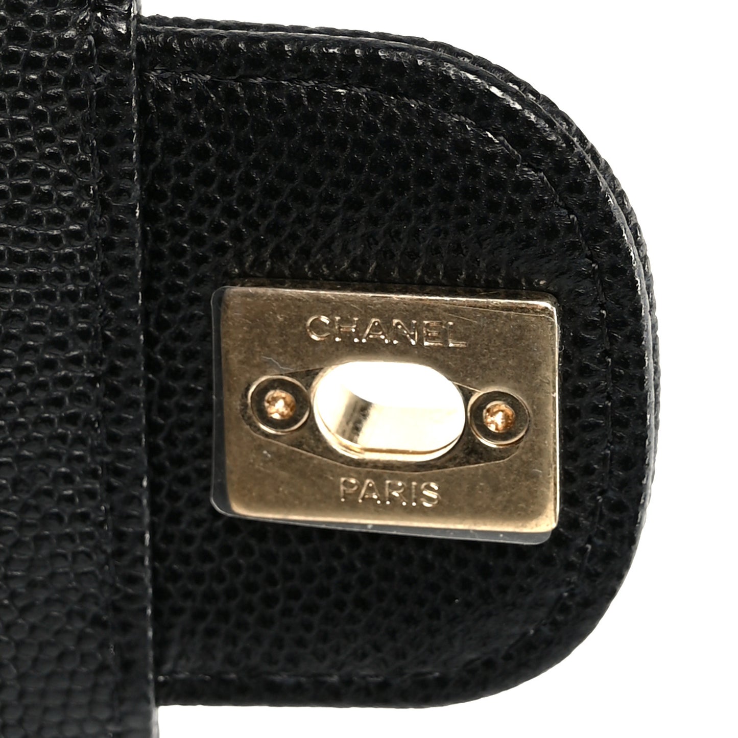 Shiny Caviar Preppy Coco Small Bowling Bag Black