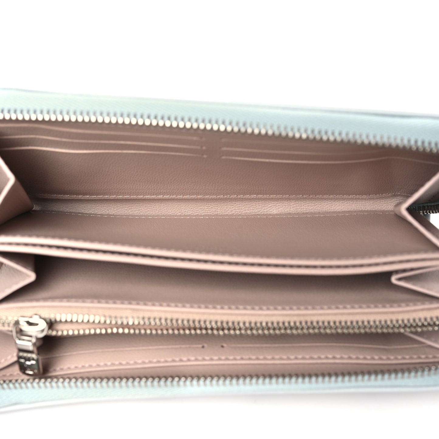 Lambskin Embossed Monogram LV Ski Coussin Zippy Wallet Gray