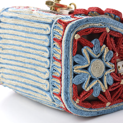 Dolce & Gabbana Raffia Crochet Embroidered Padlock Flap Satchel Multicolor 7 of 9