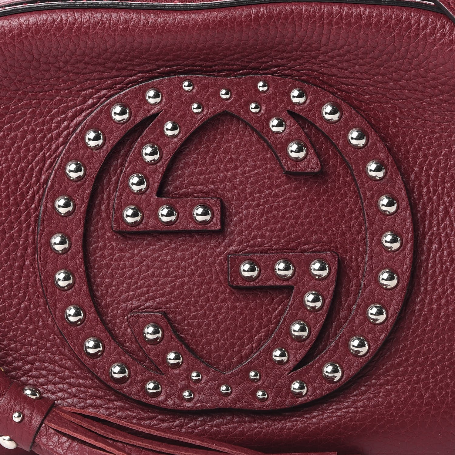 Gucci Pebbled Calfskin Studded Small Soho Disco Bag Soft Burgundy 12 of 12