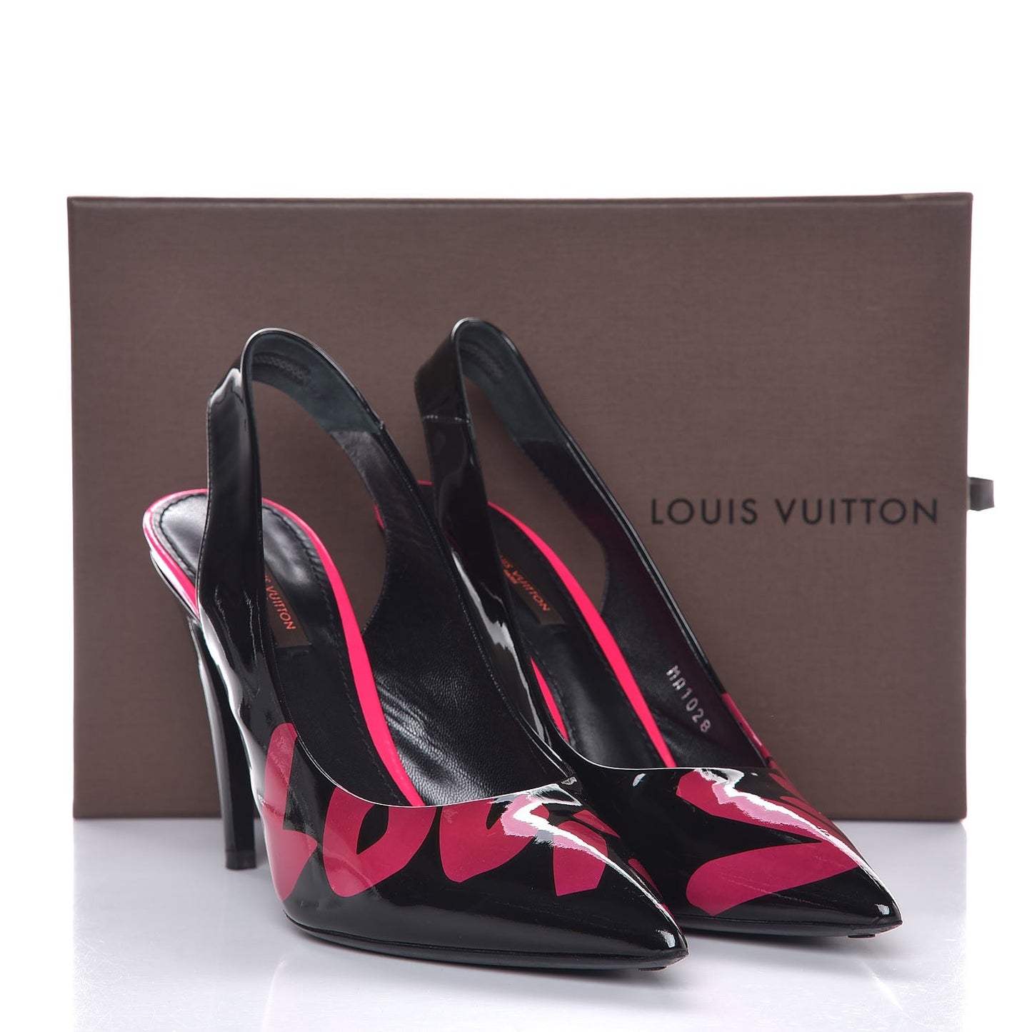 Patent Graffiti Slingback Pumps 39 Black Pink
