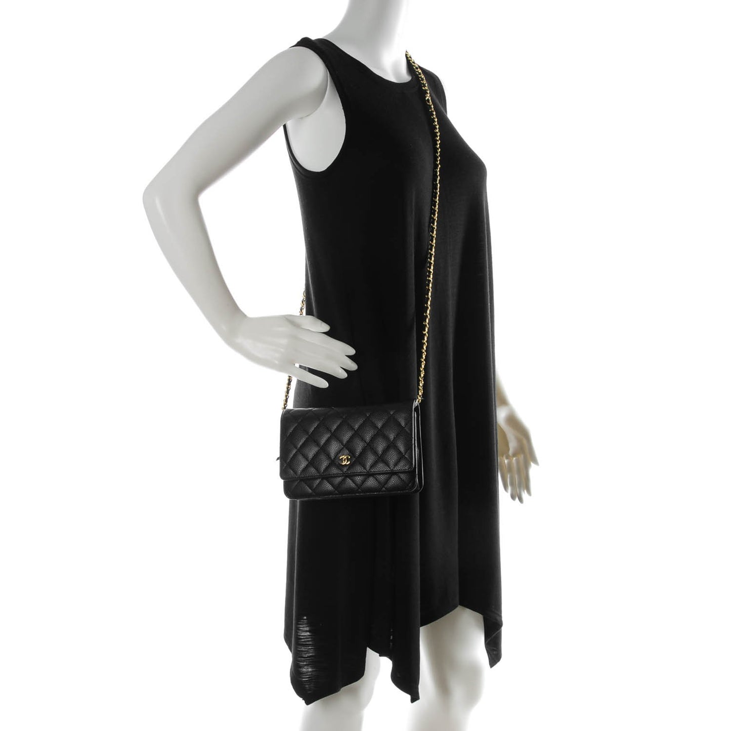 Caviar Quilted Wallet On Chain WOC Black