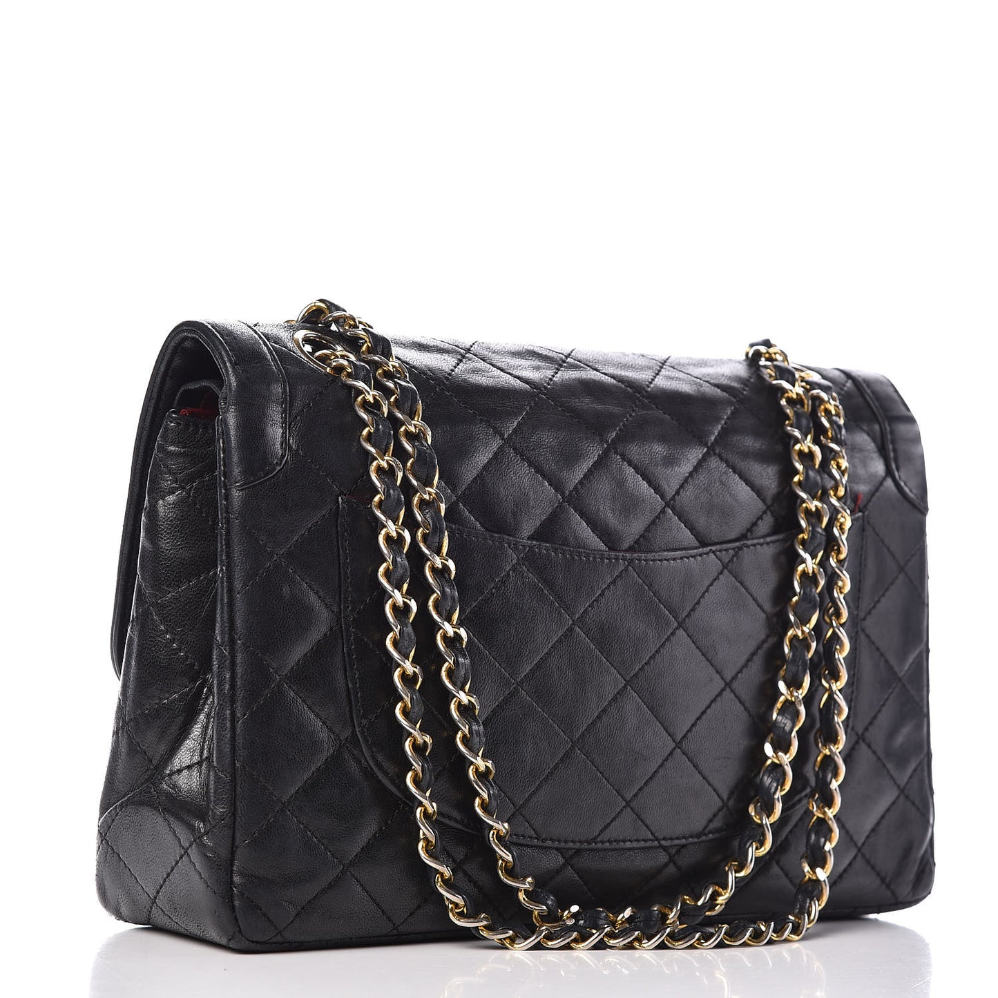 Lambskin Quilted Medium Double Flap Black