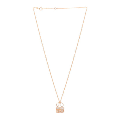 Hermes 18K Rose Gold Diamond Constance Amulette Pendant Necklace 3 of 4