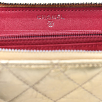 Chanel Metallic Aged Calfskin Quilted Small Gabrielle Zip Around Wallet Gold 7 of 8