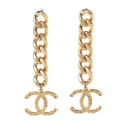 Chanel Metal CC Pick Drop Earrings Gold 1 of 5