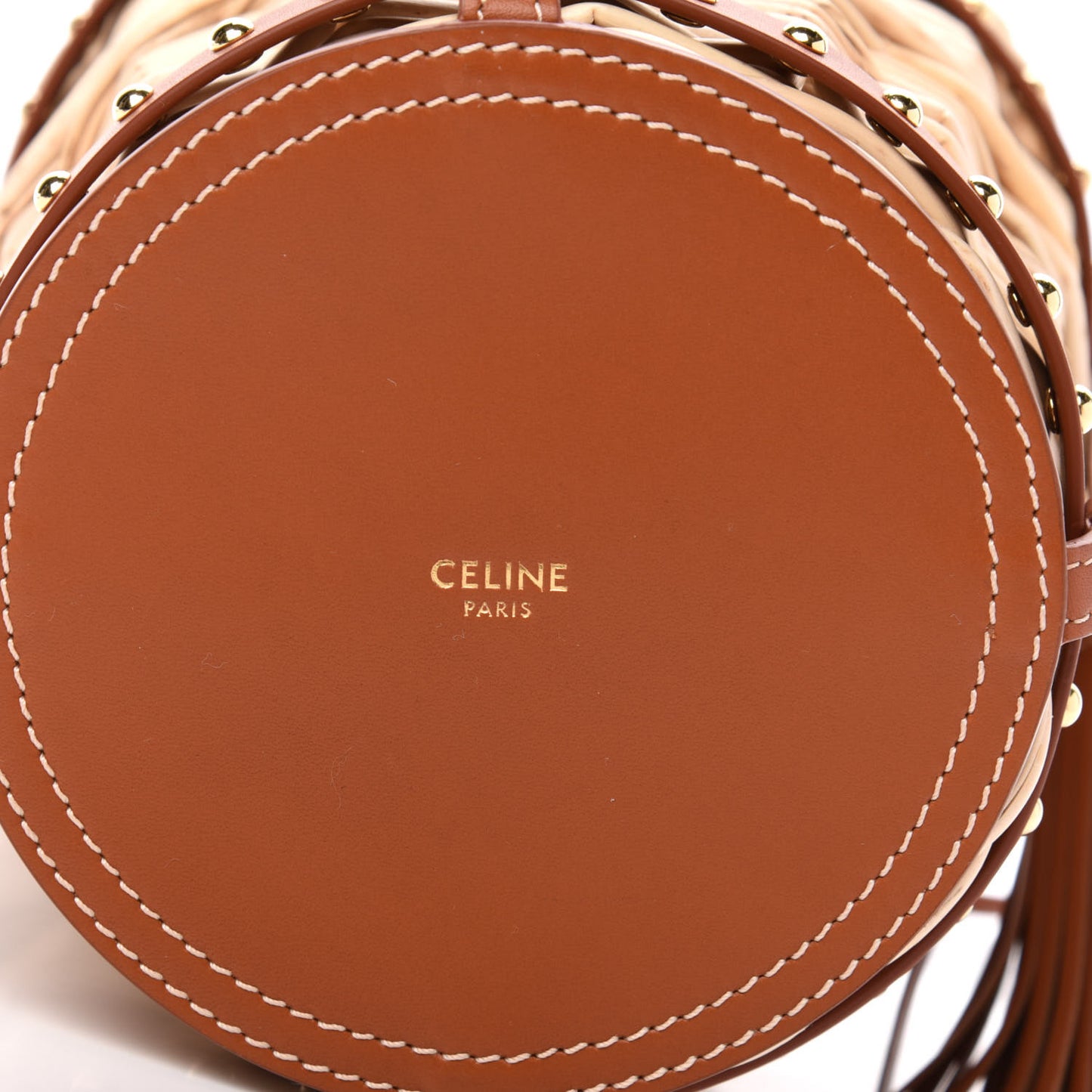 Wicker Calfskin Mini Panier Bucket Bag Natural Tan