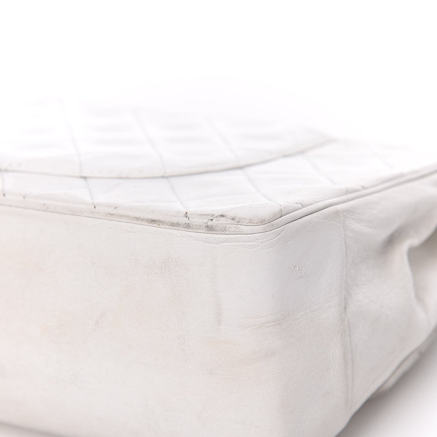 Lambskin Quilted Medium Double Flap White