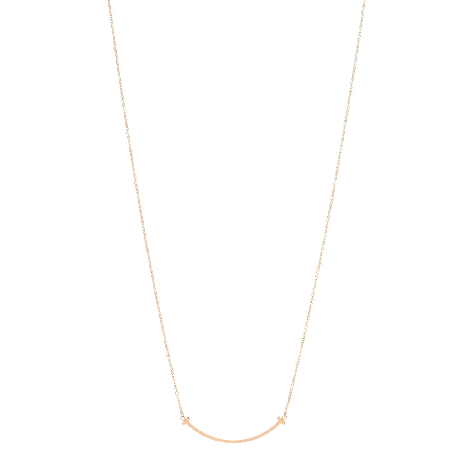 Tiffany 18K Rose Gold Small T Smile Pendant Necklace 1 of 3