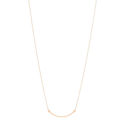 Tiffany 18K Rose Gold Small T Smile Pendant Necklace 1 of 3