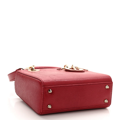 Christian Dior Lizard Small Lady Dior Cerise 4 of 11