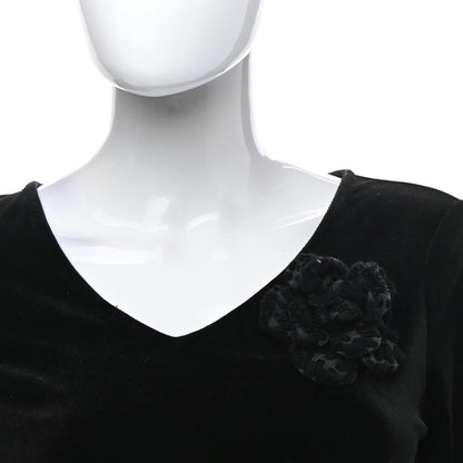 Chanel Fabric Camellia Pin Brooch Black 2 of 5