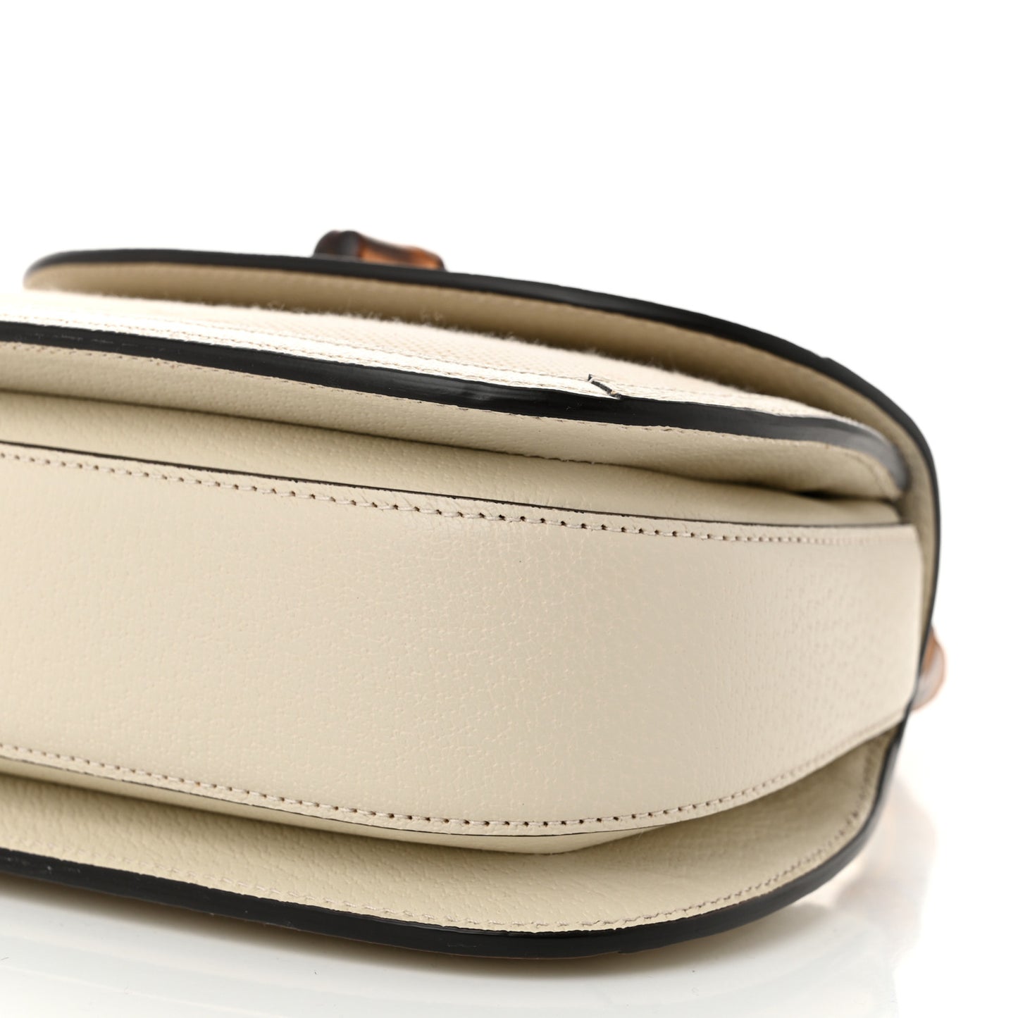Monogram Jumbo GG Textured Dollar Calfskin Web Small Bamboo 1947 Top Handle Bag Off White