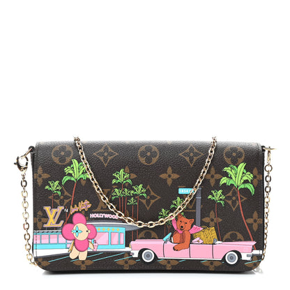 Louis Vuitton Monogram 2021 Christmas Animation Hollywood Pochette Felicie Chain Wallet Fuchsia 3 of 9