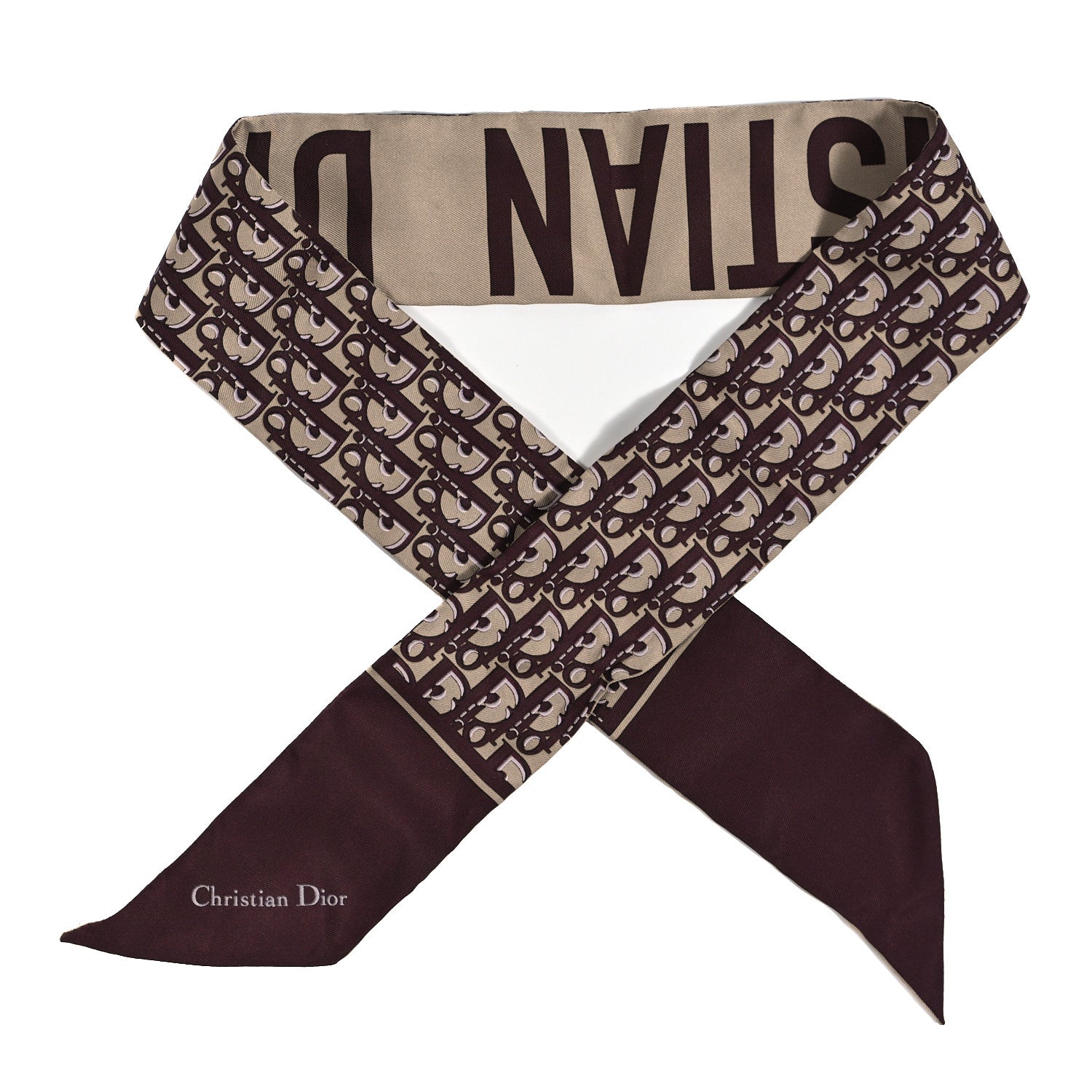 Christian Dior Silk Oblique Mitzah Scarf Bordeaux 1 of 4