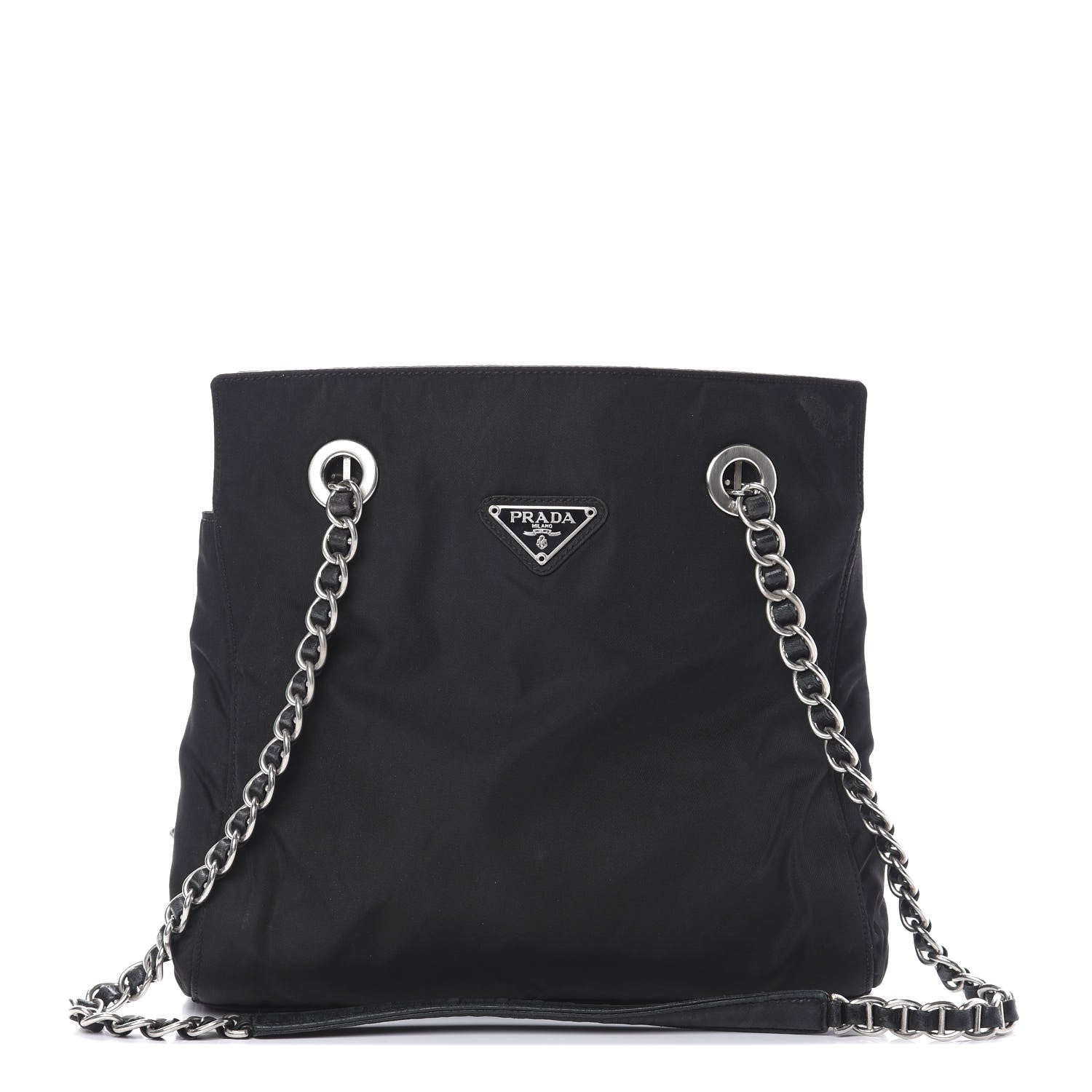 Prada Nylon Tessuto Acciaio Chain Shoulder Bag Black 1 of 15