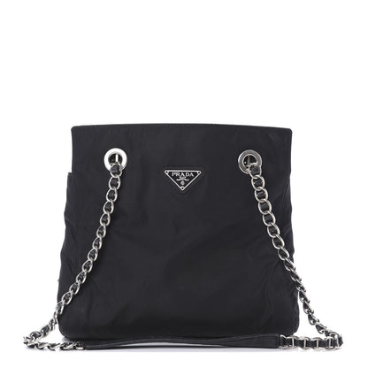 Prada Nylon Tessuto Acciaio Chain Shoulder Bag Black 1 of 15