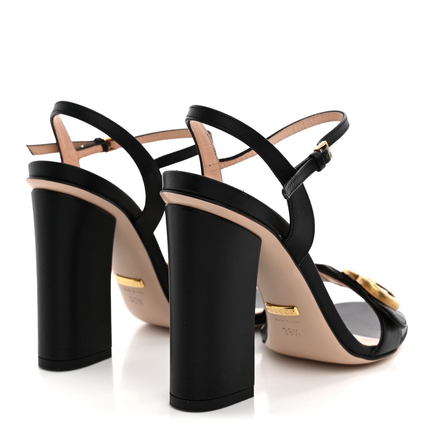 Gucci Lifford Calfskin GG Marmont Ankle Wrap 105mm Sandals 36.5 Black 5 of 12