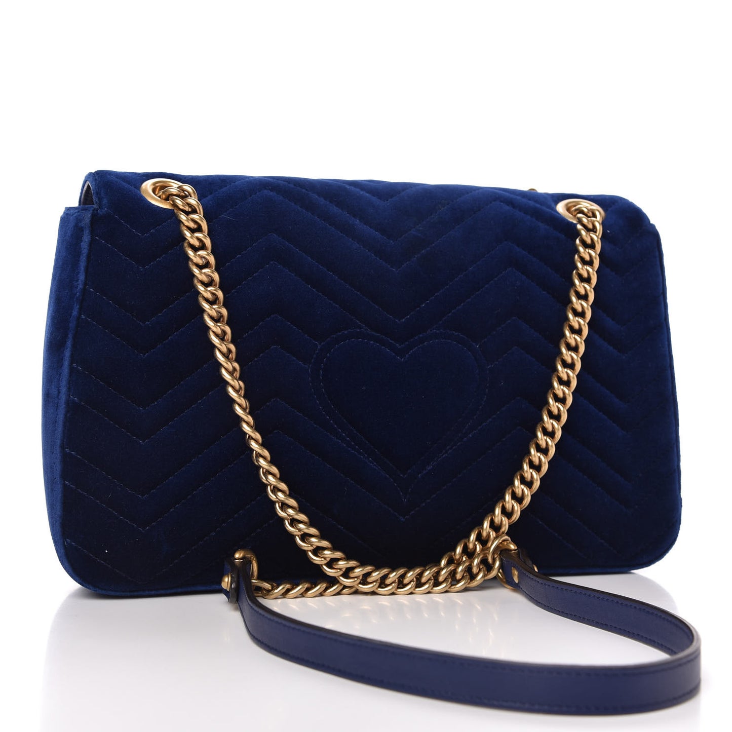 Velvet Matelasse Medium GG Marmont Shoulder Bag Cobalt Blue