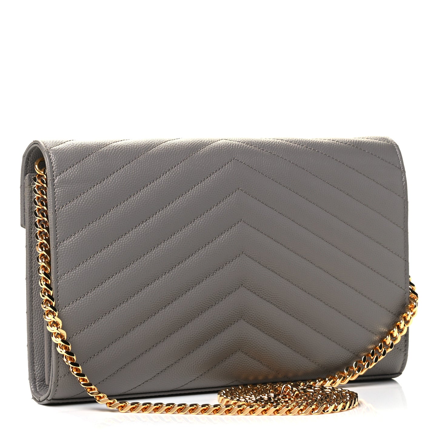 Grain De Poudre Matelasse Chevron Monogram Chain Wallet Coal