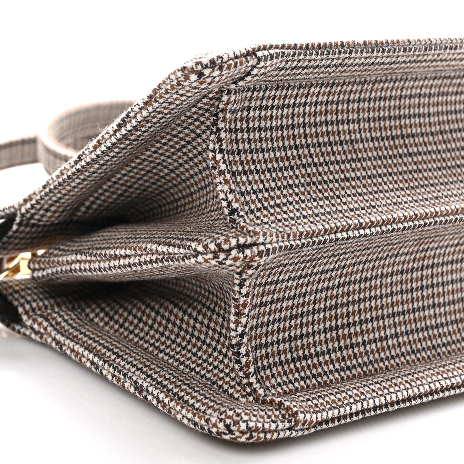 Fendi Wool Fabric Jacquard Cuoio Small Houndstooth FF 1974 Petite Peekaboo I SEE U Satchel Grigio Anthracite 8 of 9