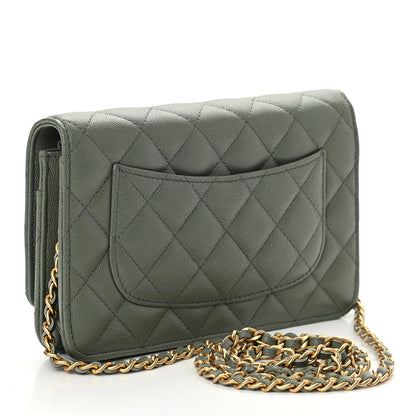 Chanel Iridescent Caviar Quilted Wallet On Chain WOC Green 2 of 10