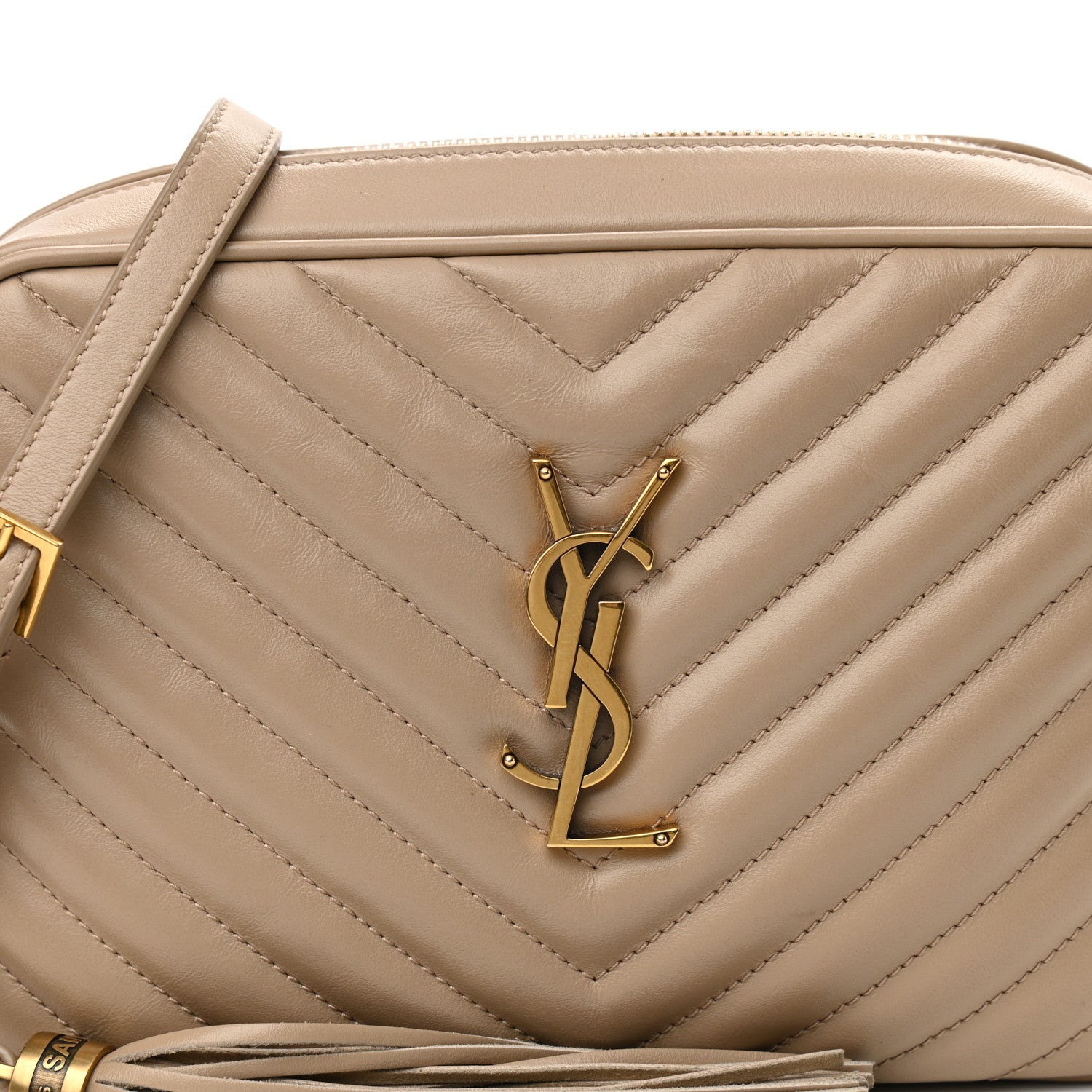 Saint Laurent Calfskin Matelasse Monogram Lou Camera Bag Dark Beige 8 of 13