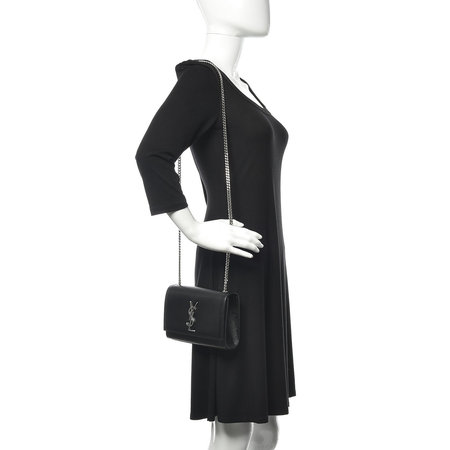Saint Laurent Grain De Poudre Small Monogram Kate Satchel Black 2 of 9