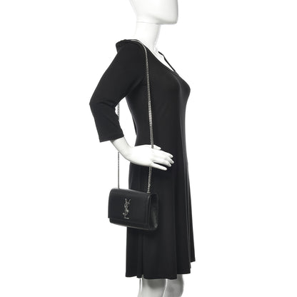 Saint Laurent Grain De Poudre Small Monogram Kate Satchel Black 2 of 9