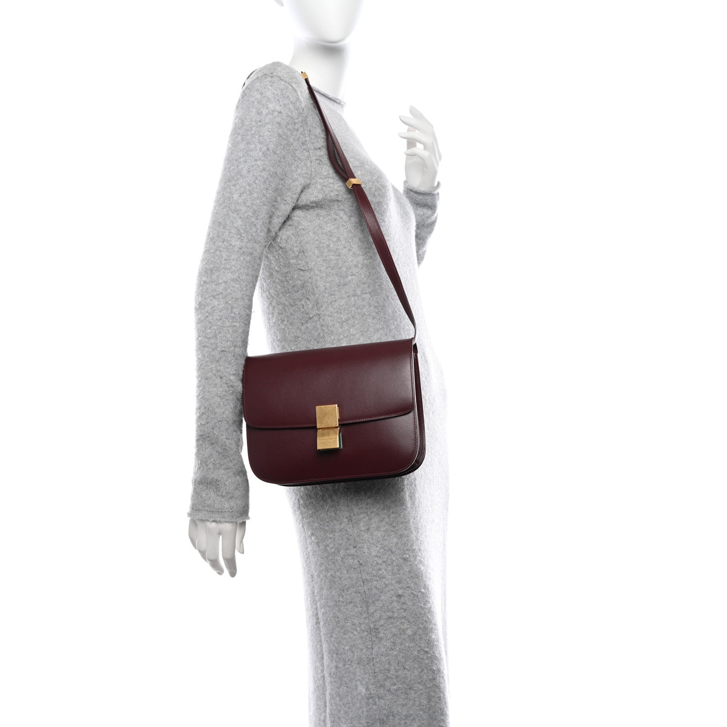 Celine Box Calfskin Medium Classic Box Flap Bag Burgundy 2 of 15