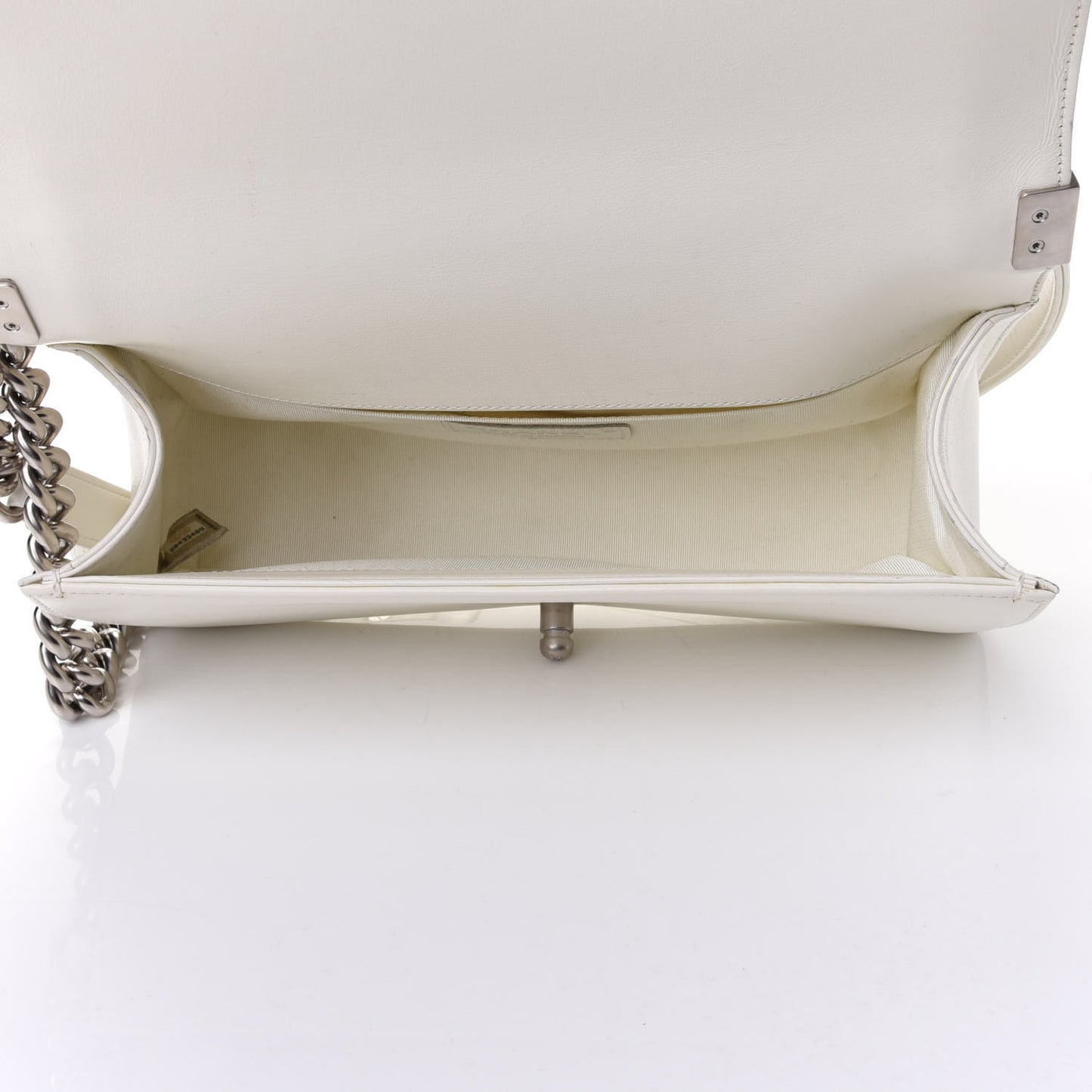 Calfskin Quilted Medium Boy Flap White