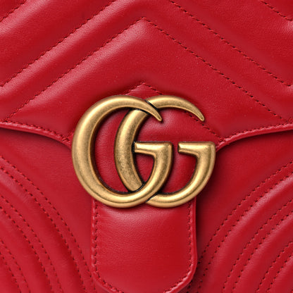 Gucci Calfskin Matelasse Small GG Marmont Top Handle Shoulder Bag Hibiscus Red 10 of 14