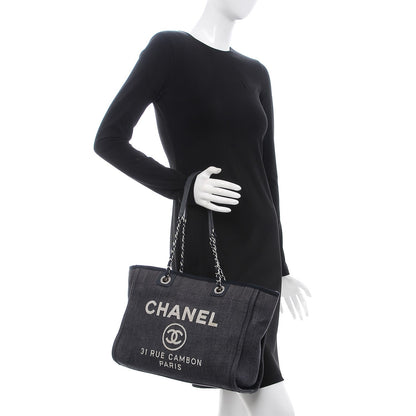 Chanel Denim Small Deauville Tote Dark Blue 2 of 8