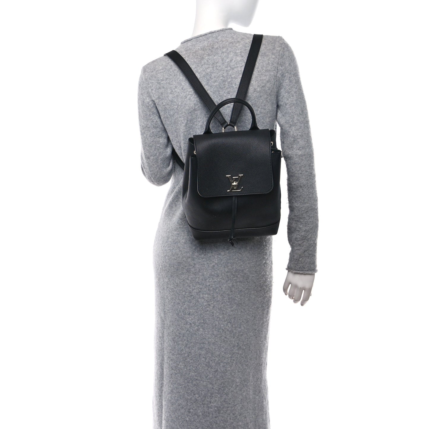 Calfskin Lockme Backpack Black