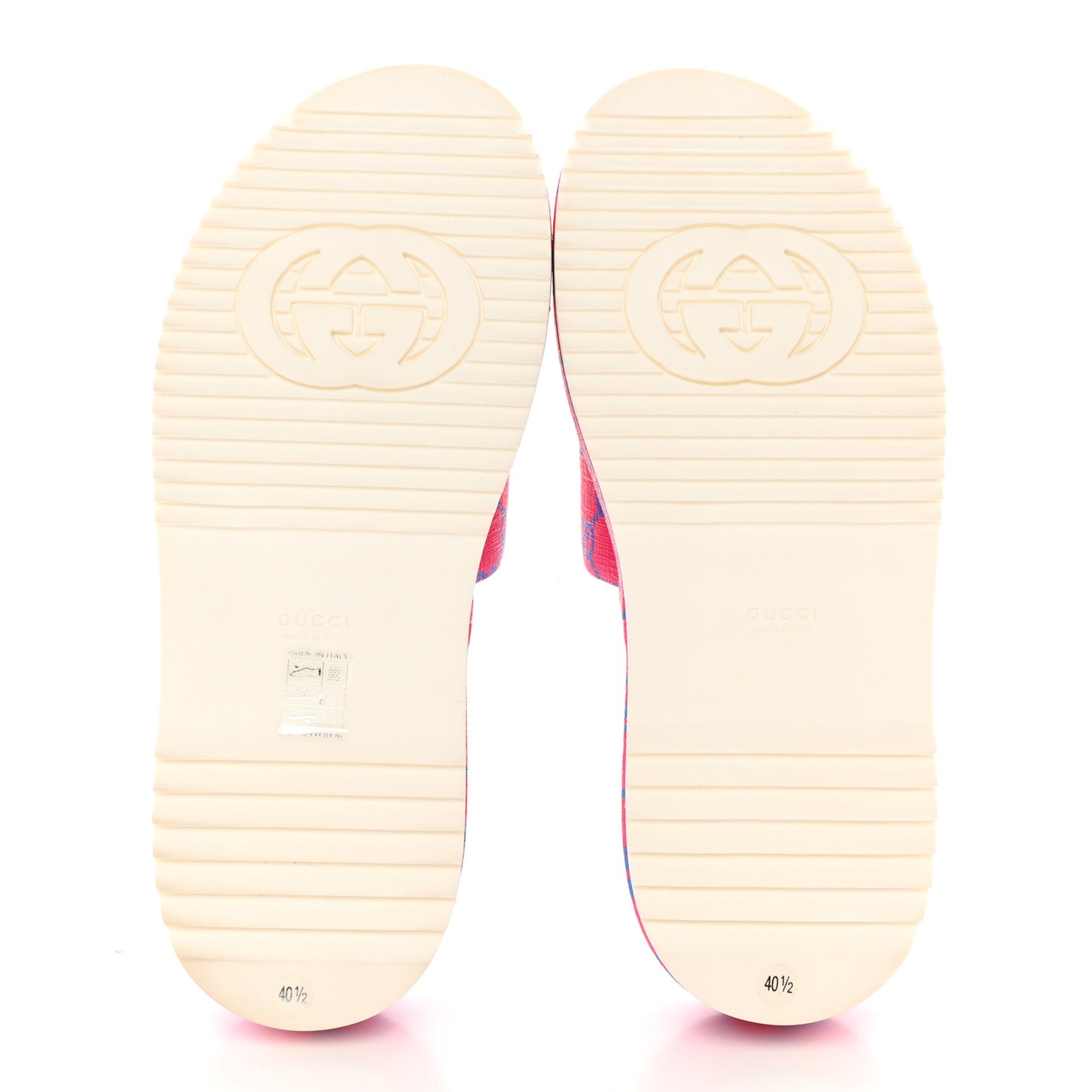 GG Supreme Joy Monogram Angelina Platform Slide Sandals 40.5 Fuxia Blue