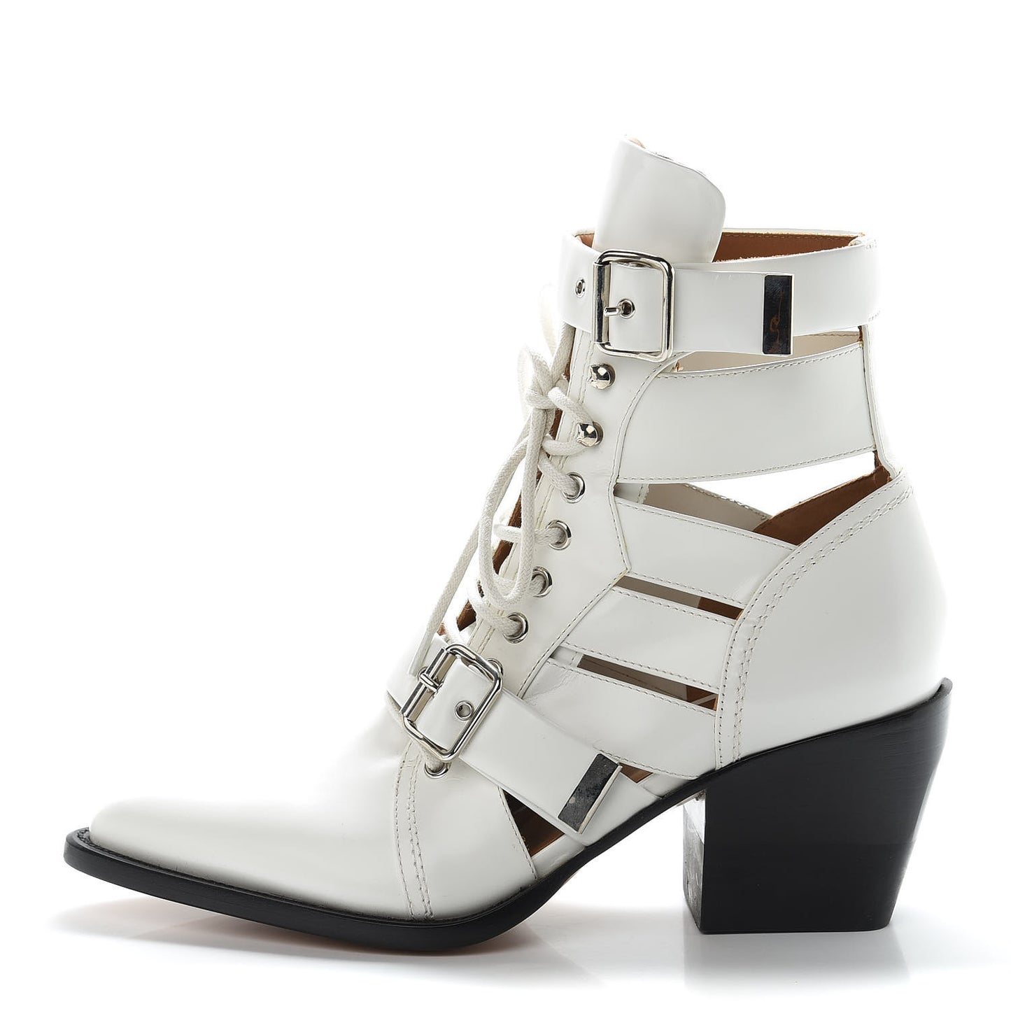 Shiny Calfskin Rylee Boots 40.5 White